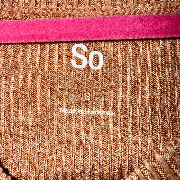 SO Women's Heathered Orange Ribbed Crew Neck Sweater - Picture 4 of 6